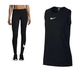Nike Women’s Running Black Tank and Tights in Sz.L